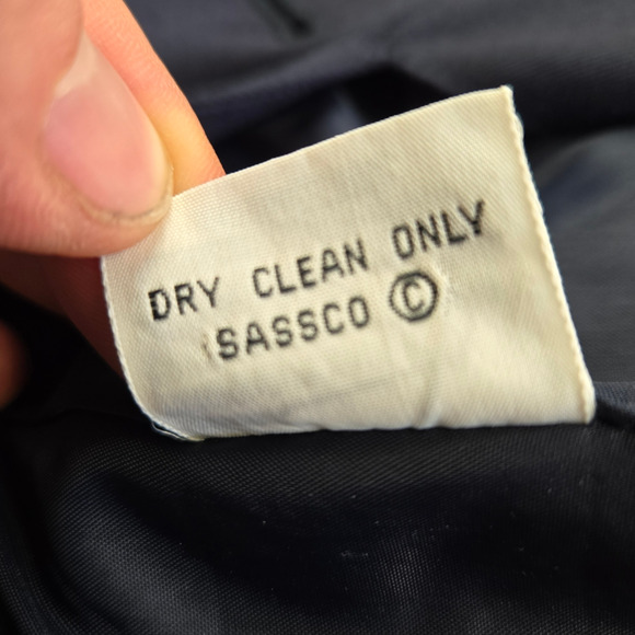 80s Vintage Navy Double Breasted Military Gold Button Wrap Blazer Dress Size 10 - Picture 11 of 16